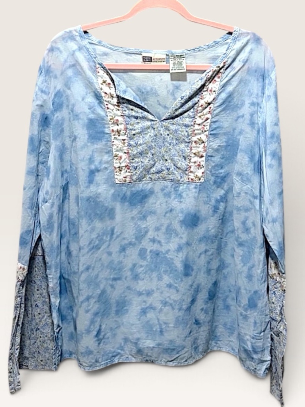 VINTAGE Faded Glory 18W 20W Patchwork Floral Cotton Tunic Y2K Cottagecore Boho